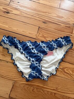 Victoria's Secret Blue Tie-Dye Ruffle Bikini Bottoms
